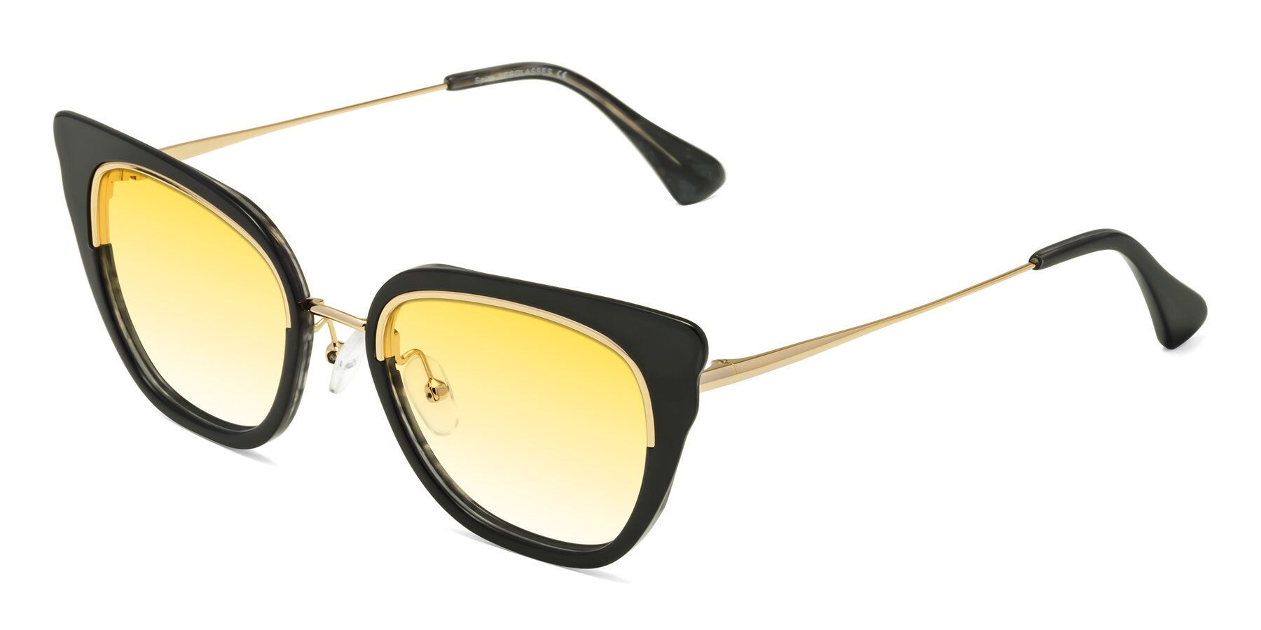 Angle of Spire in Black-Gold with Yellow Gradient Lenses