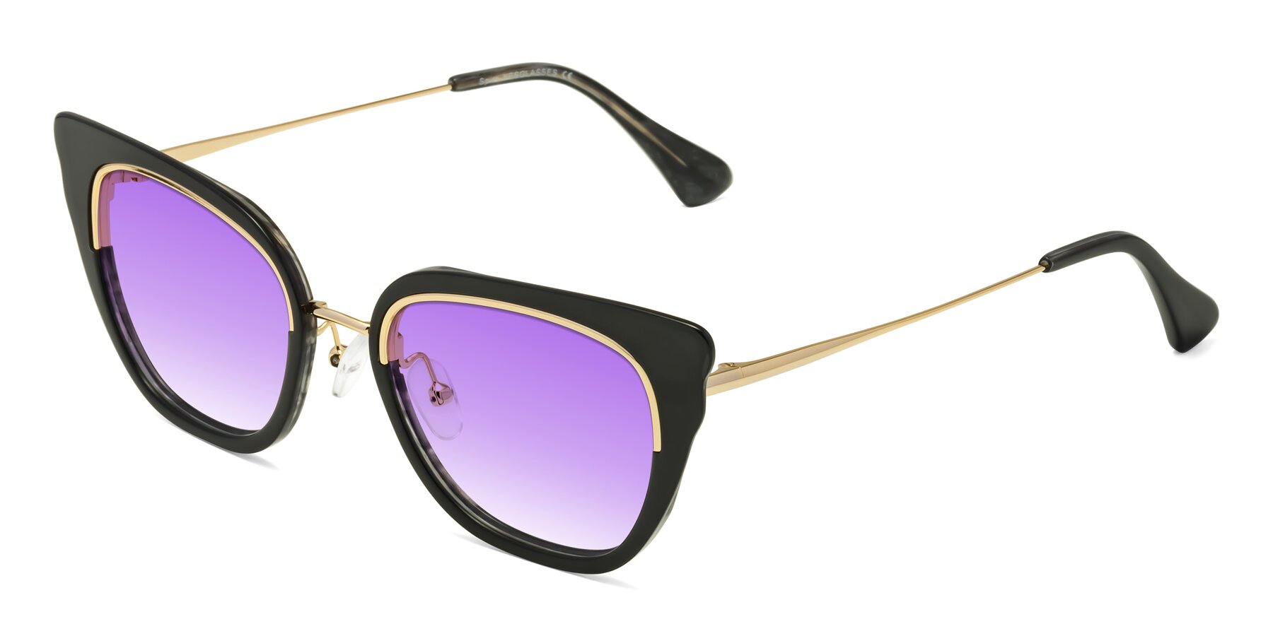 Angle of Spire in Black-Gold with Purple Gradient Lenses