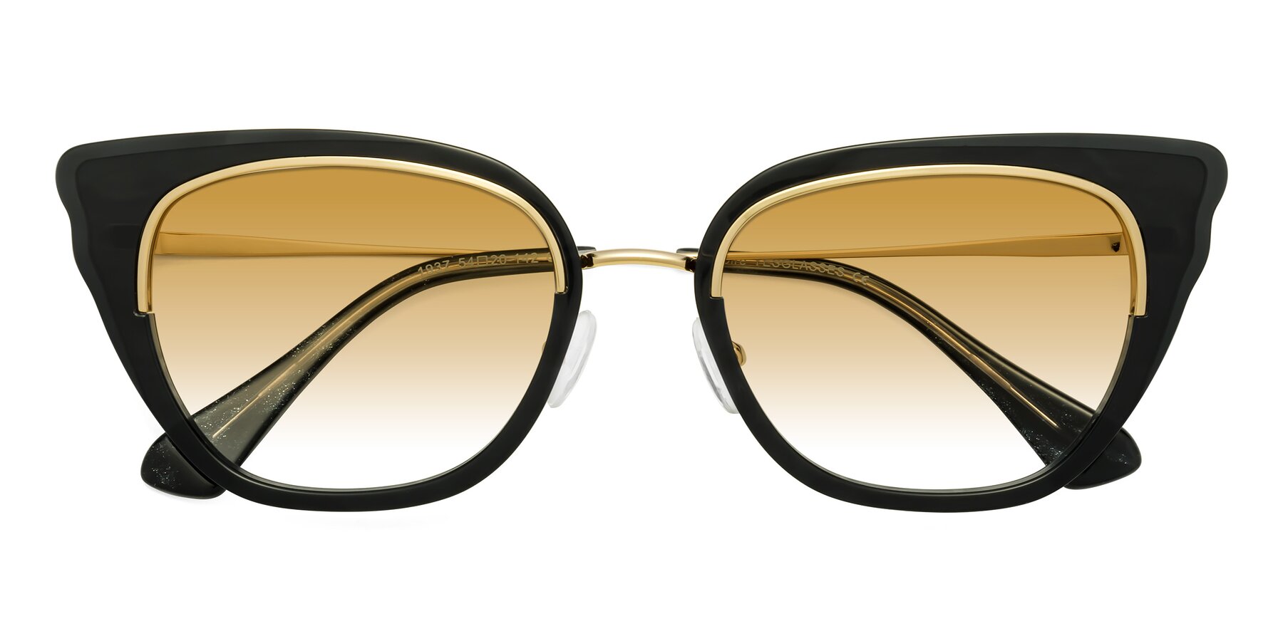 Folded Front of Spire in Black-Gold with Champagne Gradient Lenses