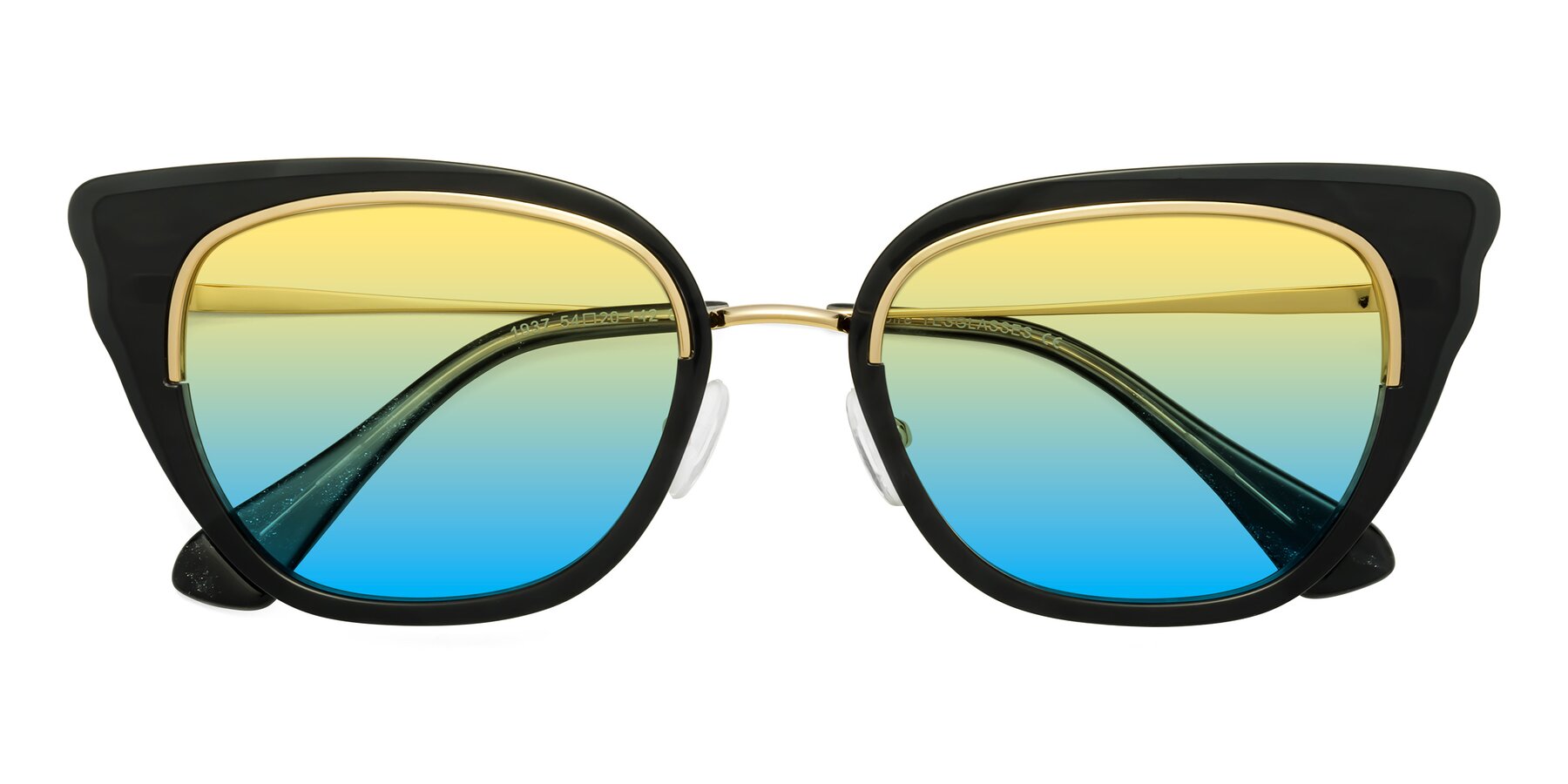 Folded Front of Spire in Black-Gold with Yellow / Blue Gradient Lenses