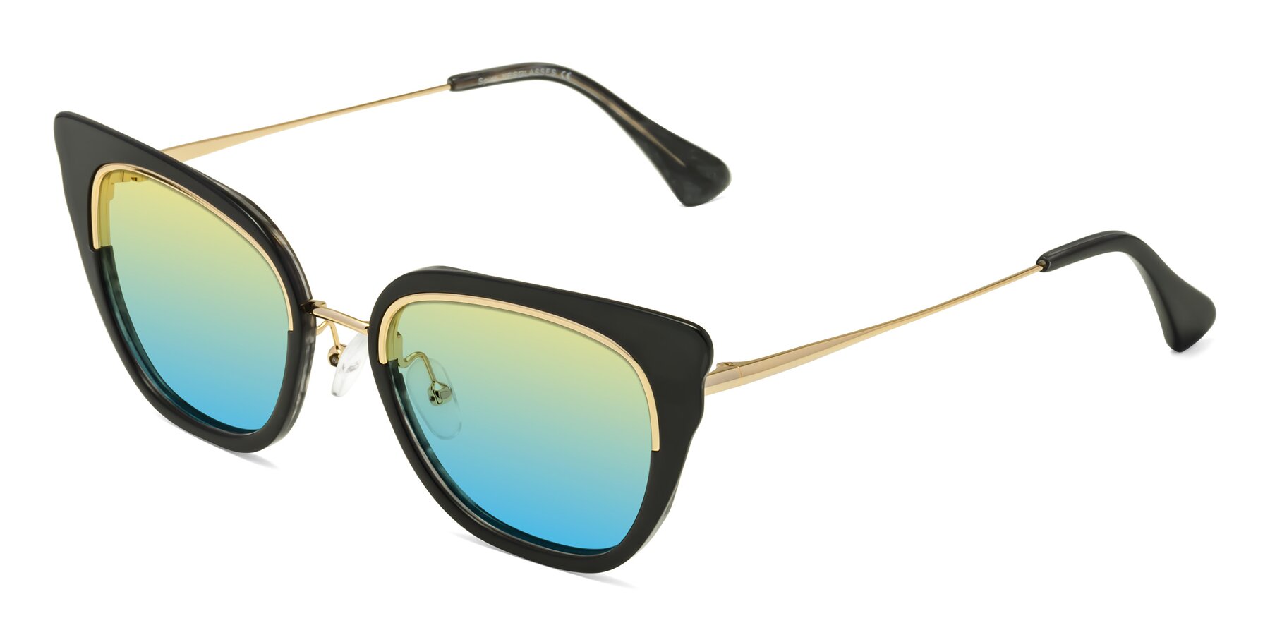 Angle of Spire in Black-Gold with Yellow / Blue Gradient Lenses