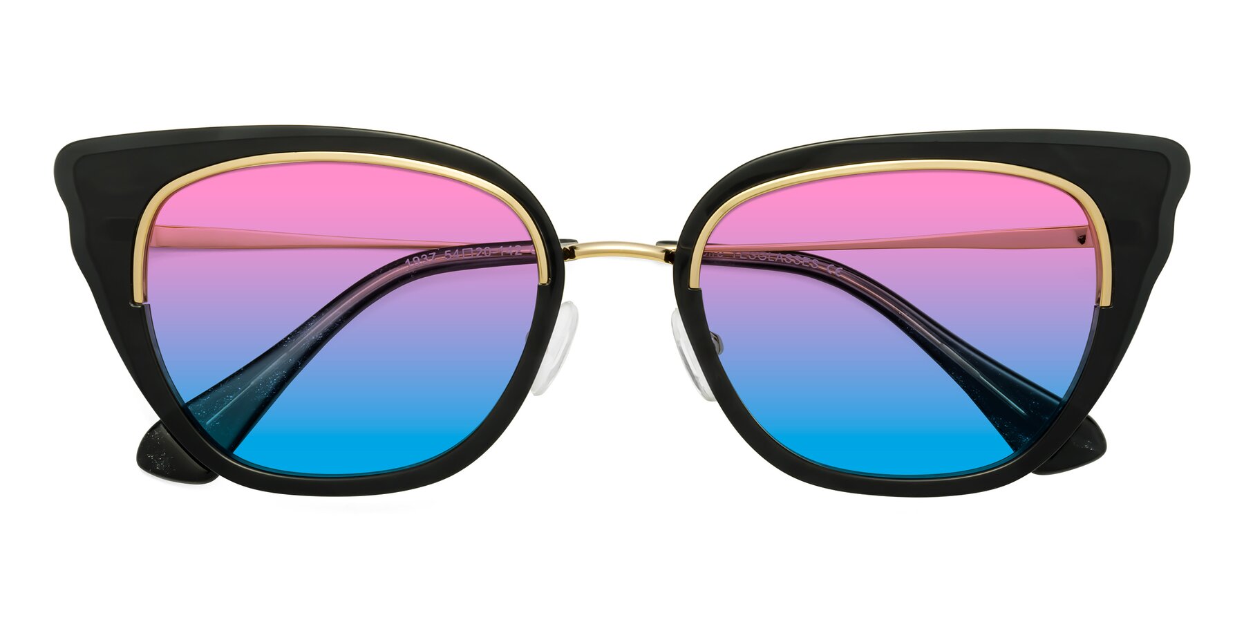 Folded Front of Spire in Black-Gold with Pink / Blue Gradient Lenses
