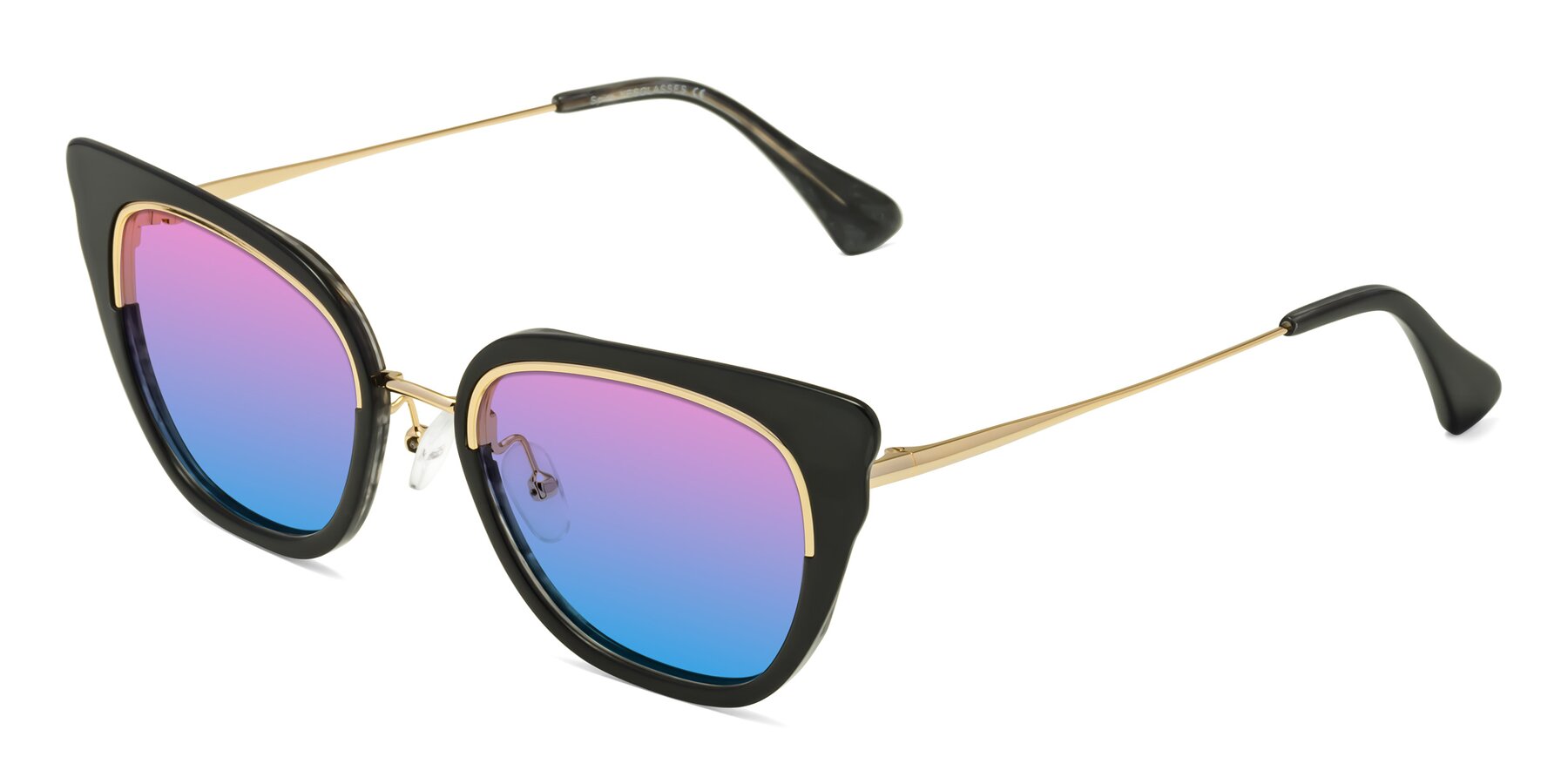 Angle of Spire in Black-Gold with Pink / Blue Gradient Lenses