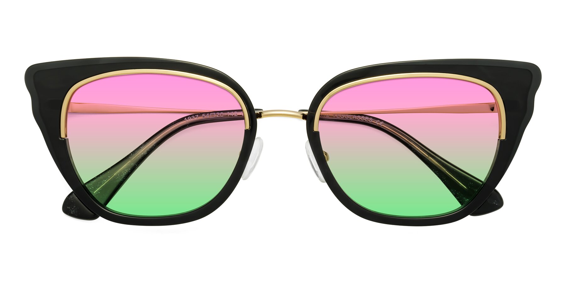 Folded Front of Spire in Black-Gold with Pink / Green Gradient Lenses