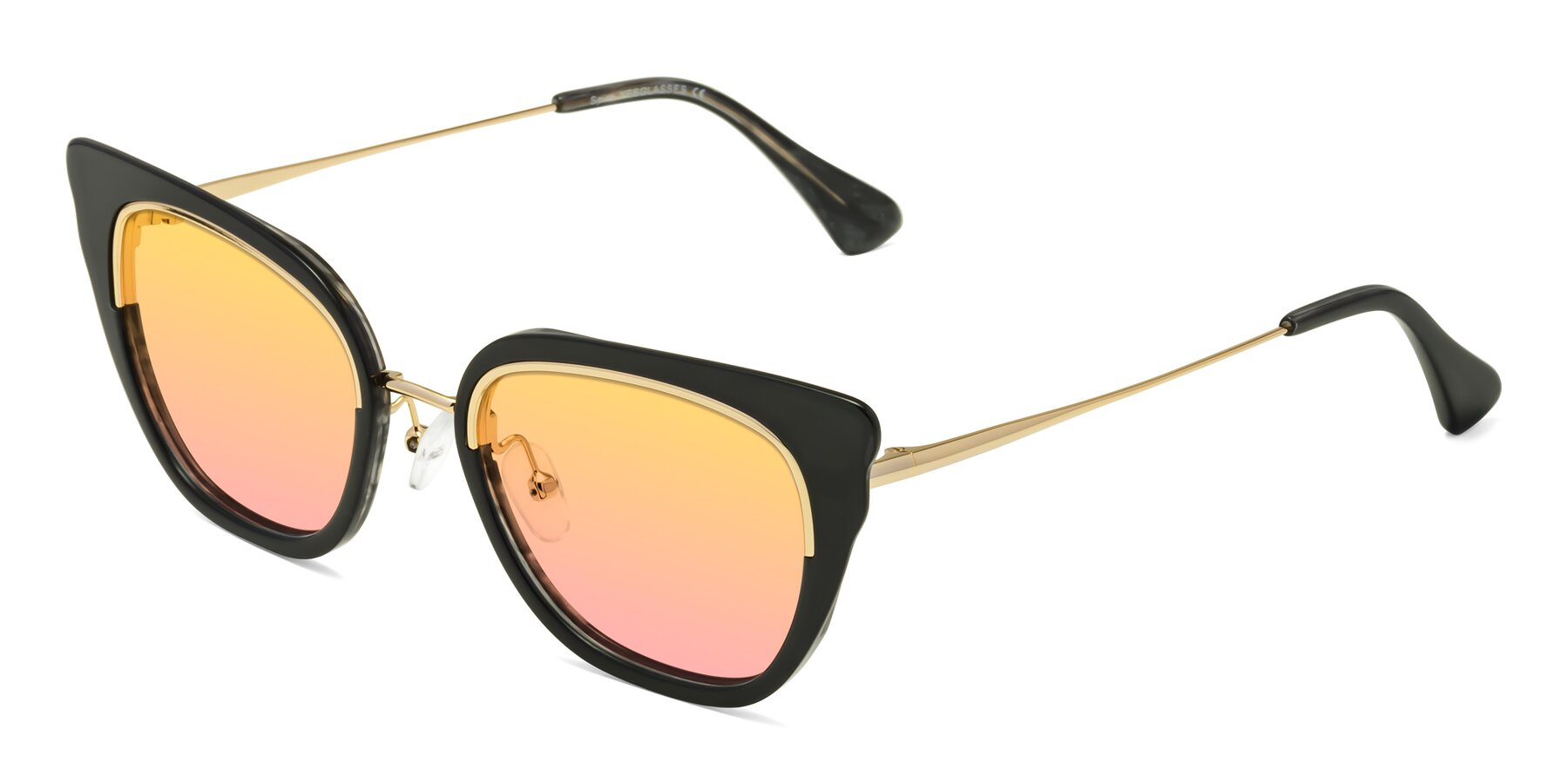 Angle of Spire in Black-Gold with Yellow / Pink Gradient Lenses