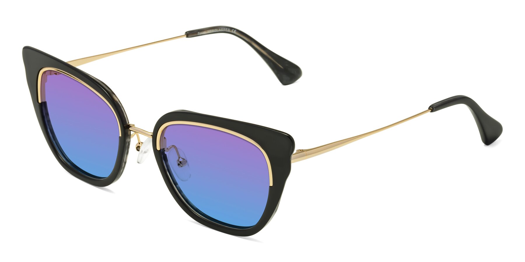 Angle of Spire in Black-Gold with Purple / Blue Gradient Lenses
