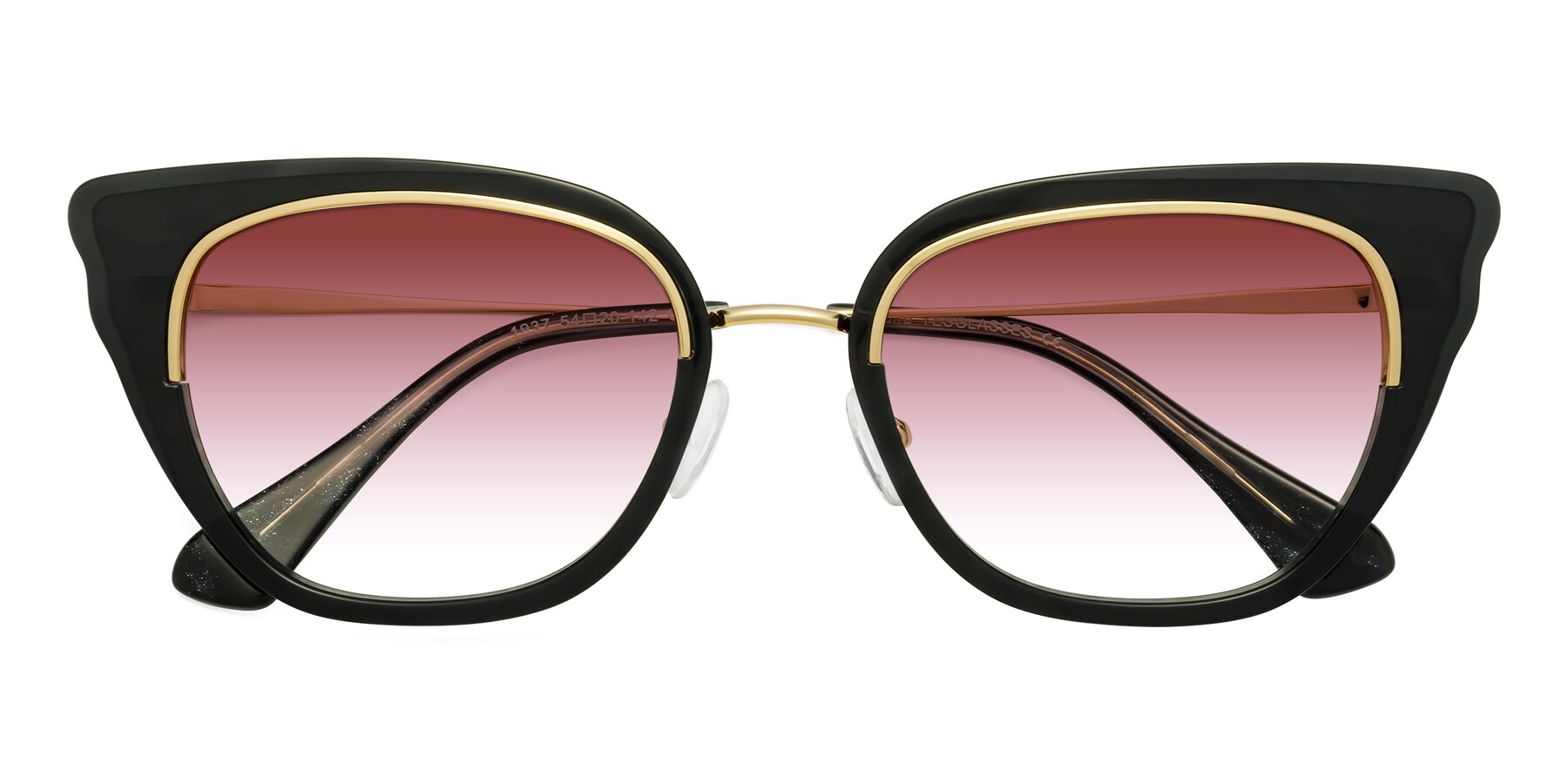 Folded Front of Spire in Black-Gold with Garnet Gradient Lenses