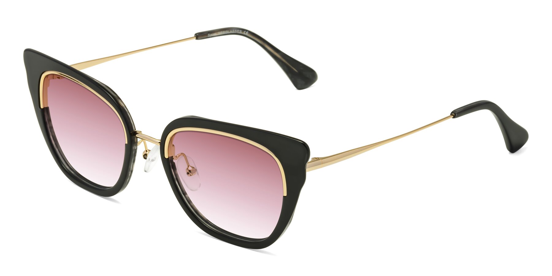 Angle of Spire in Black-Gold with Garnet Gradient Lenses