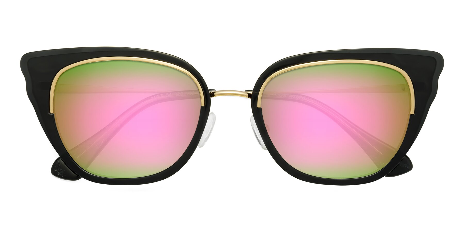 Folded Front of Spire in Black-Gold with Pink Mirrored Lenses