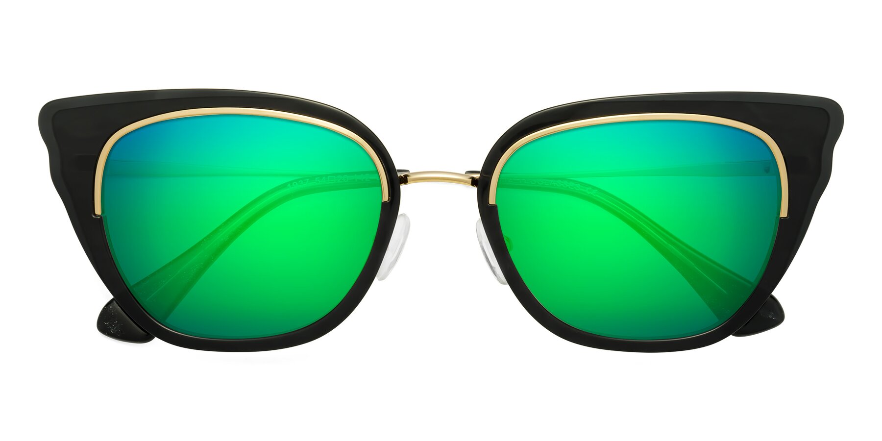 Folded Front of Spire in Black-Gold with Green Mirrored Lenses