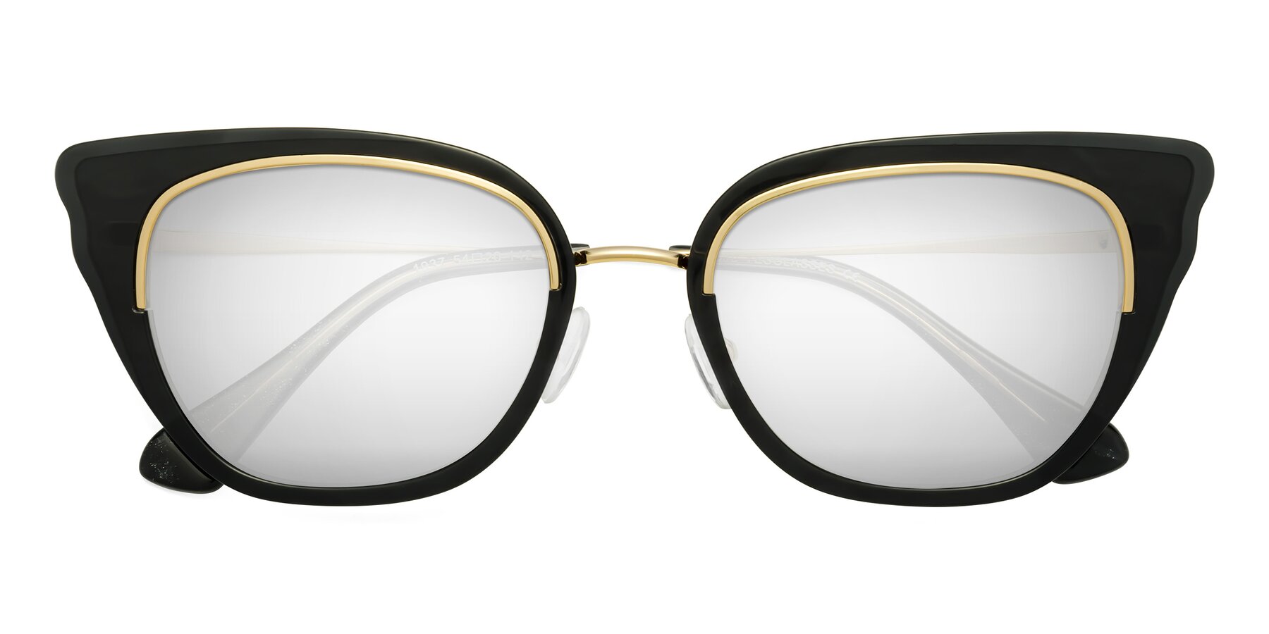 Folded Front of Spire in Black-Gold with Silver Mirrored Lenses