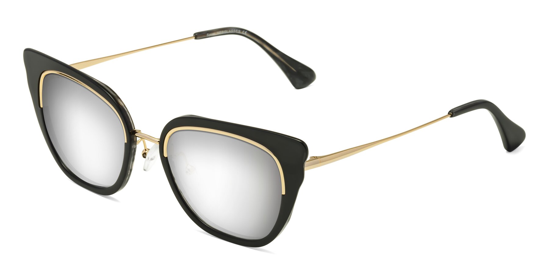 Angle of Spire in Black-Gold with Silver Mirrored Lenses