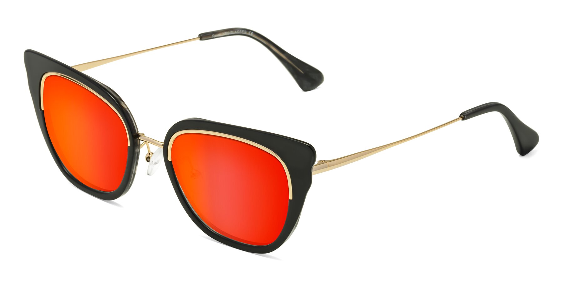 Angle of Spire in Black-Gold with Red Gold Mirrored Lenses