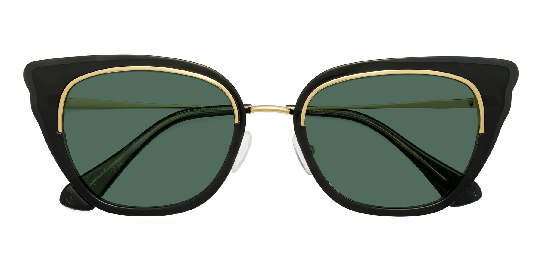 Folded Front of Spire in Black-Gold with Green Polarized Lenses
