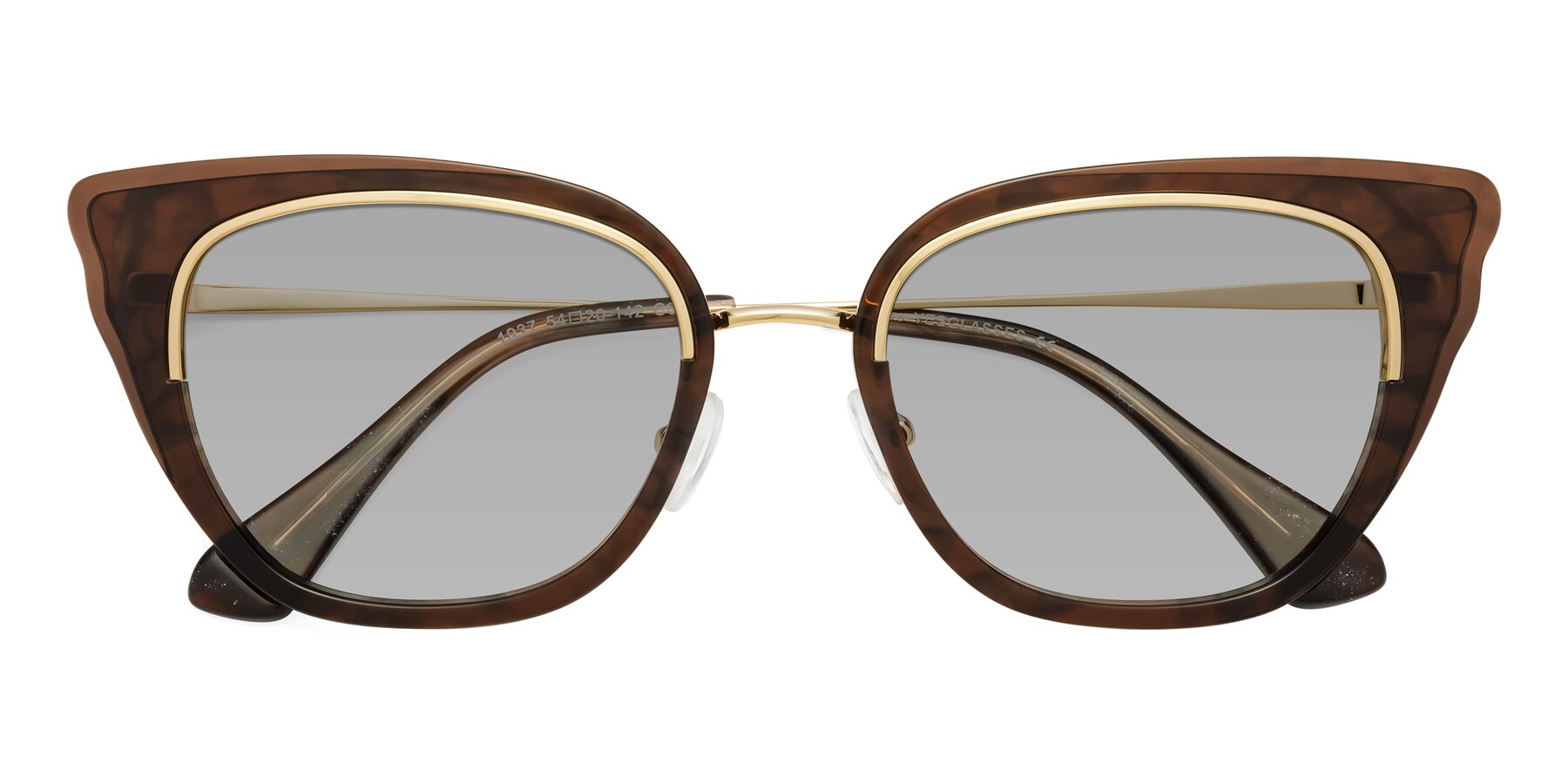 Folded Front of Spire in Coffee-Gold with Light Gray Tinted Lenses