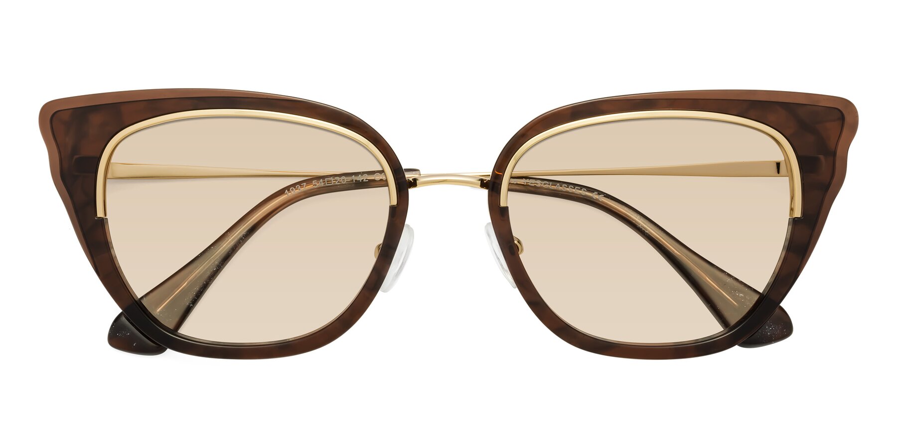 Folded Front of Spire in Coffee-Gold with Light Brown Tinted Lenses