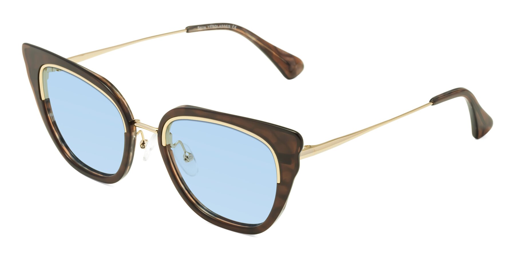 Angle of Spire in Coffee-Gold with Light Blue Tinted Lenses