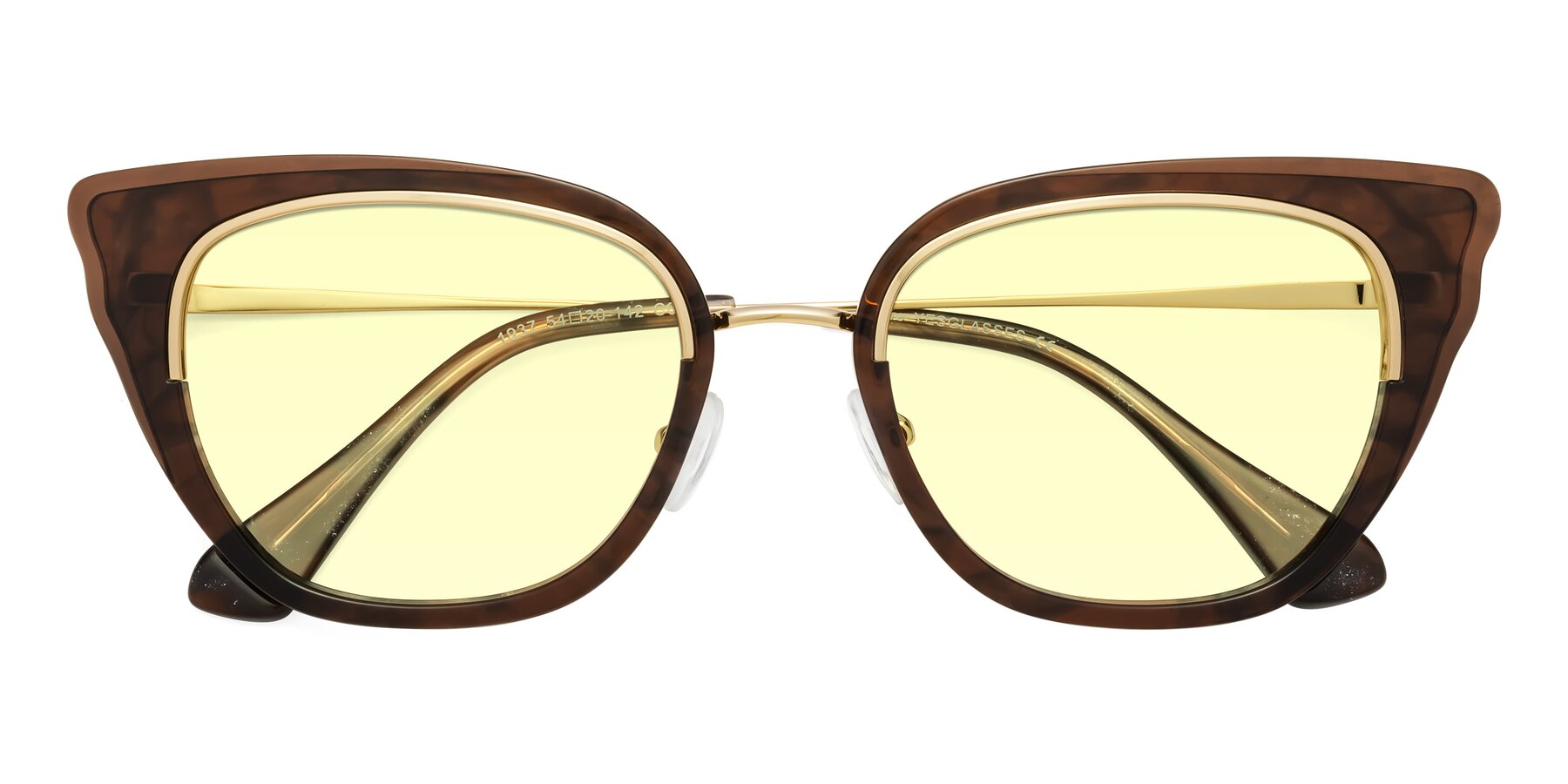 Folded Front of Spire in Coffee-Gold with Light Yellow Tinted Lenses