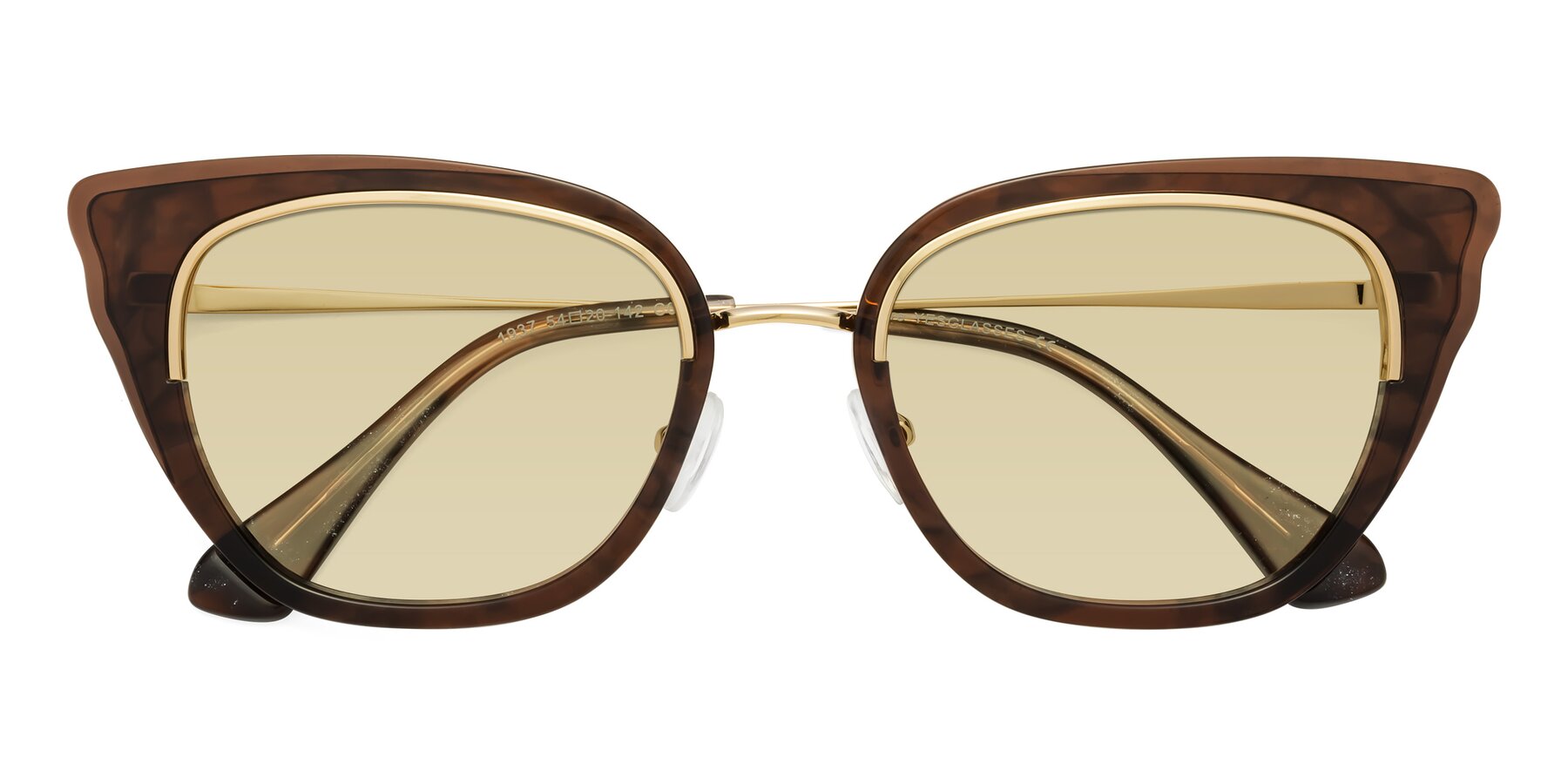 Folded Front of Spire in Coffee-Gold with Light Champagne Tinted Lenses