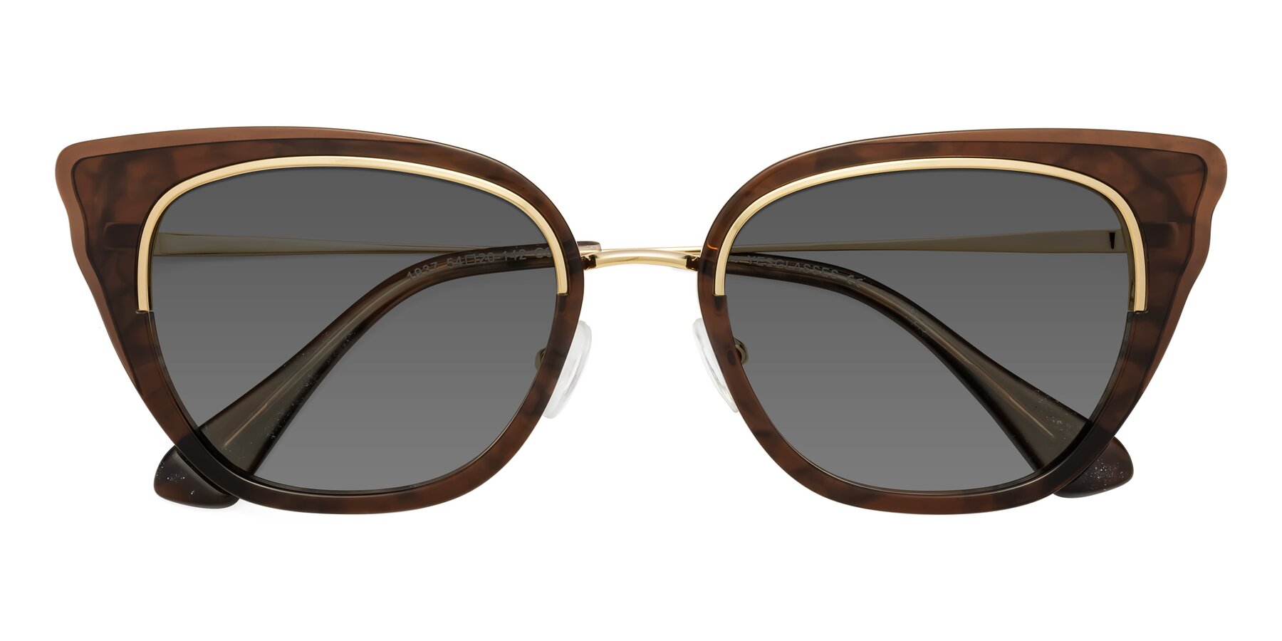 Folded Front of Spire in Coffee-Gold with Medium Gray Tinted Lenses