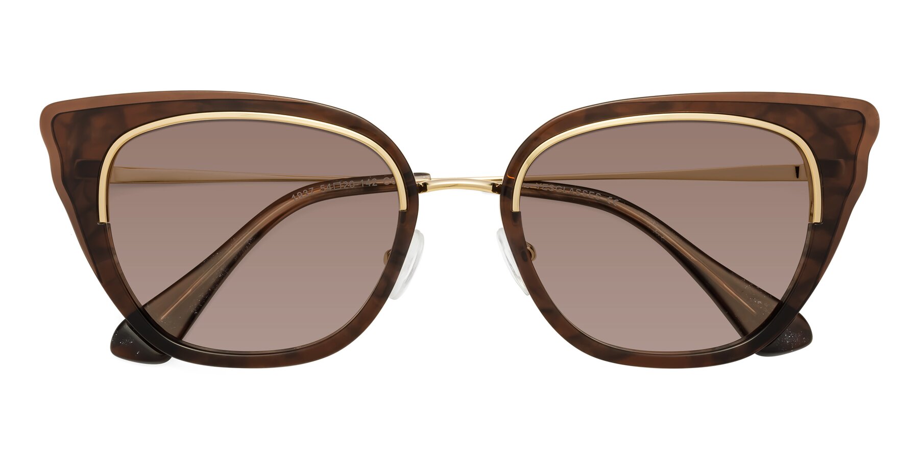 Folded Front of Spire in Coffee-Gold with Medium Brown Tinted Lenses