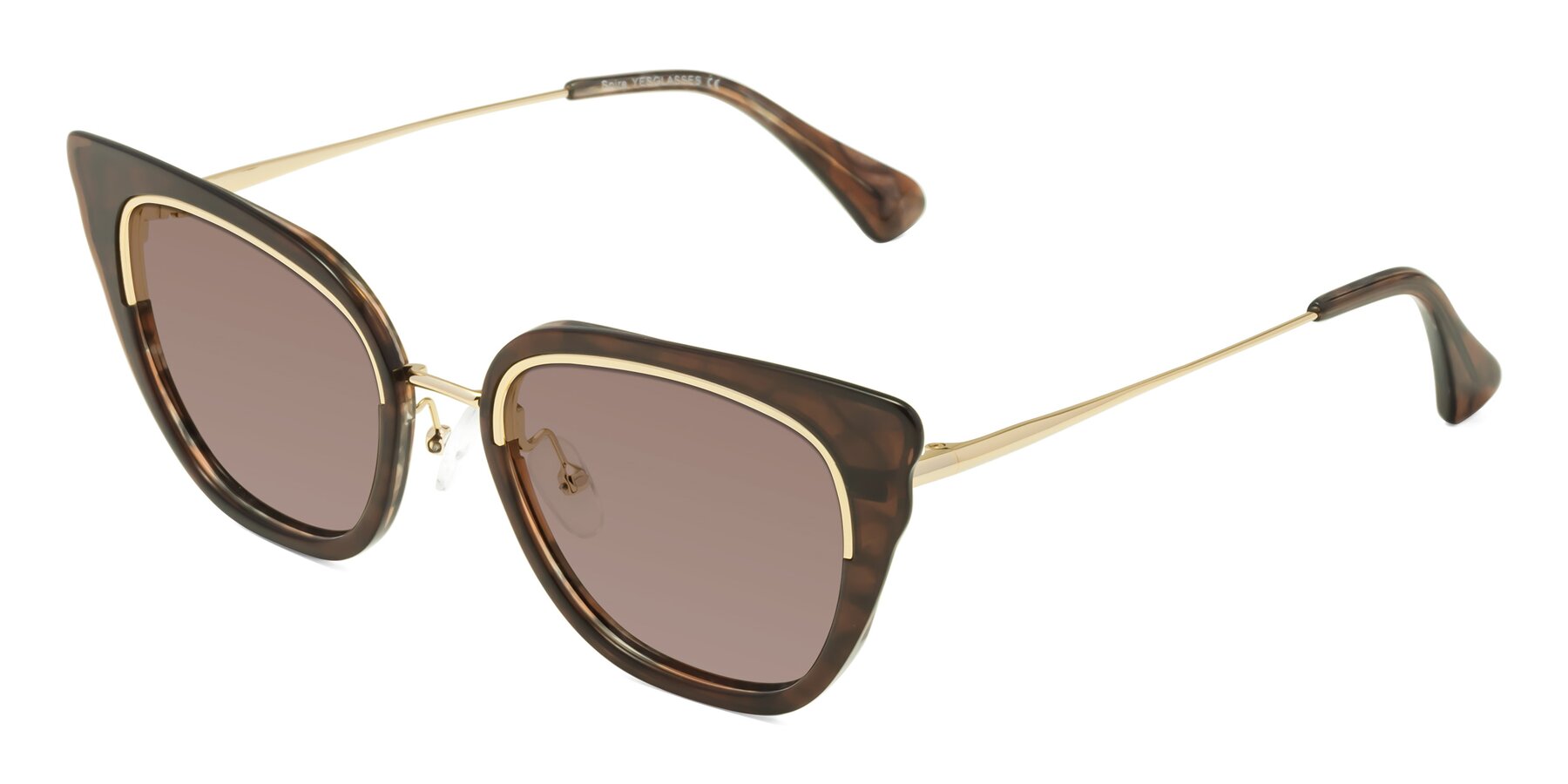 Angle of Spire in Coffee-Gold with Medium Brown Tinted Lenses