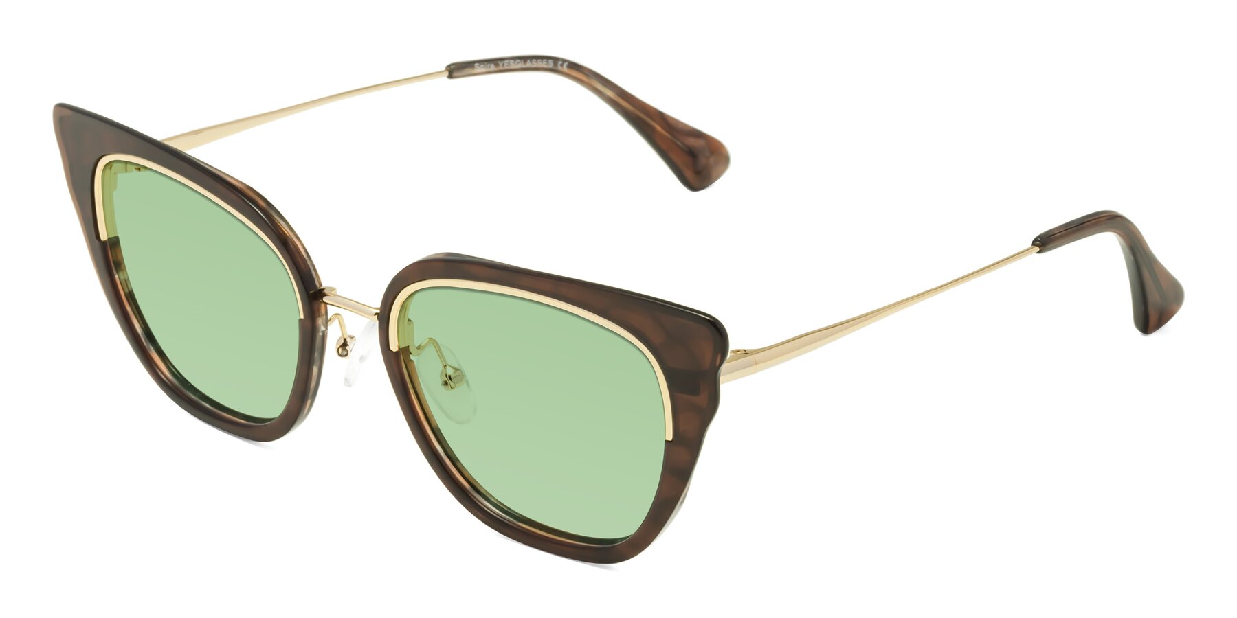 Angle of Spire in Coffee-Gold with Medium Green Tinted Lenses