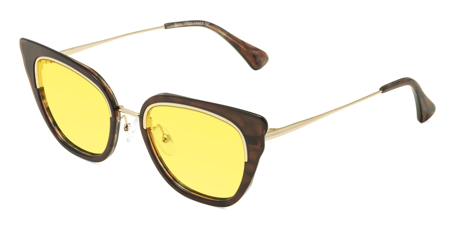 Angle of Spire in Coffee-Gold with Medium Yellow Tinted Lenses