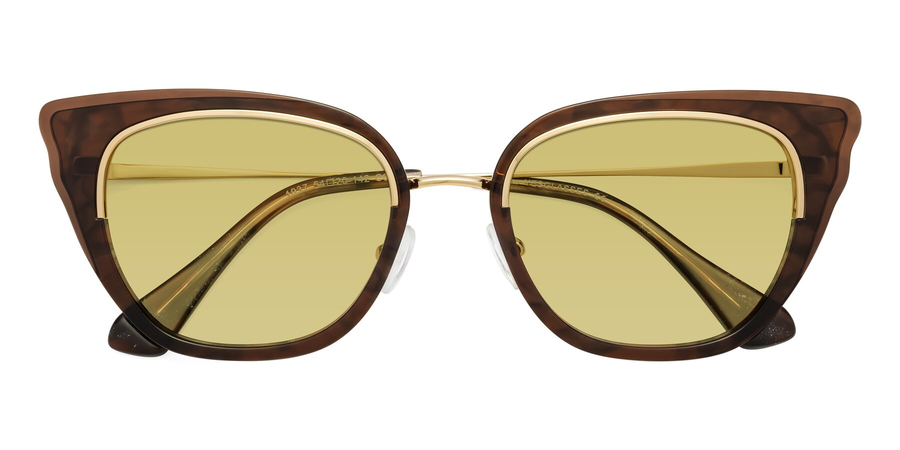 Folded Front of Spire in Coffee-Gold with Medium Champagne Tinted Lenses
