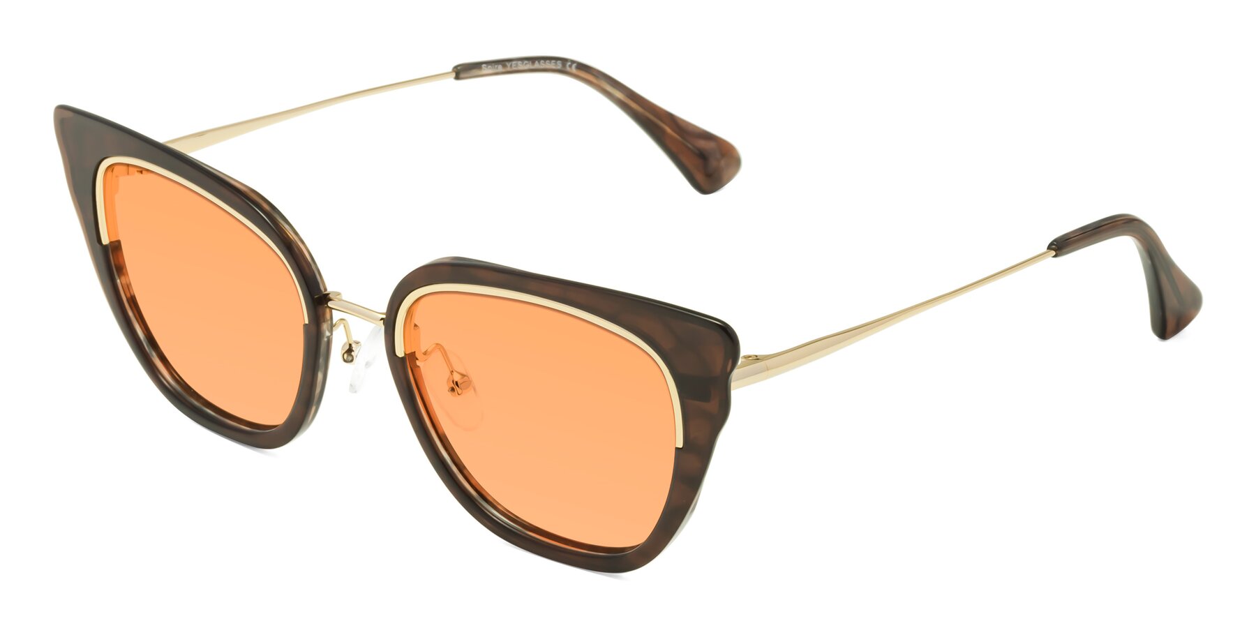 Angle of Spire in Coffee-Gold with Medium Orange Tinted Lenses