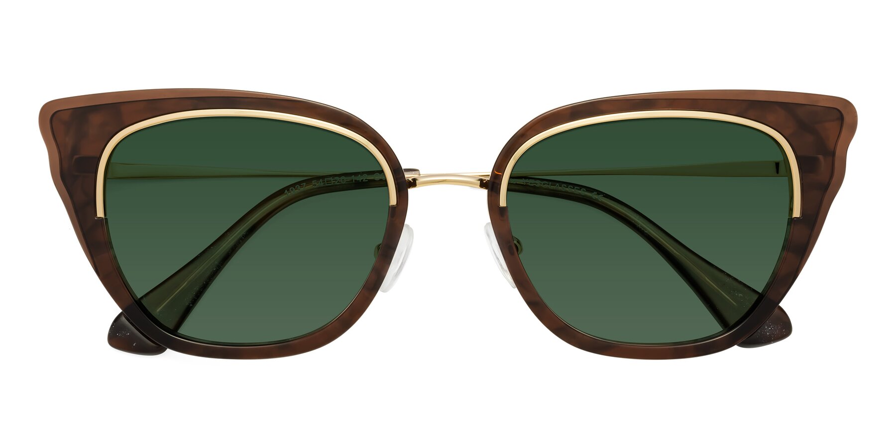Folded Front of Spire in Coffee-Gold with Green Tinted Lenses