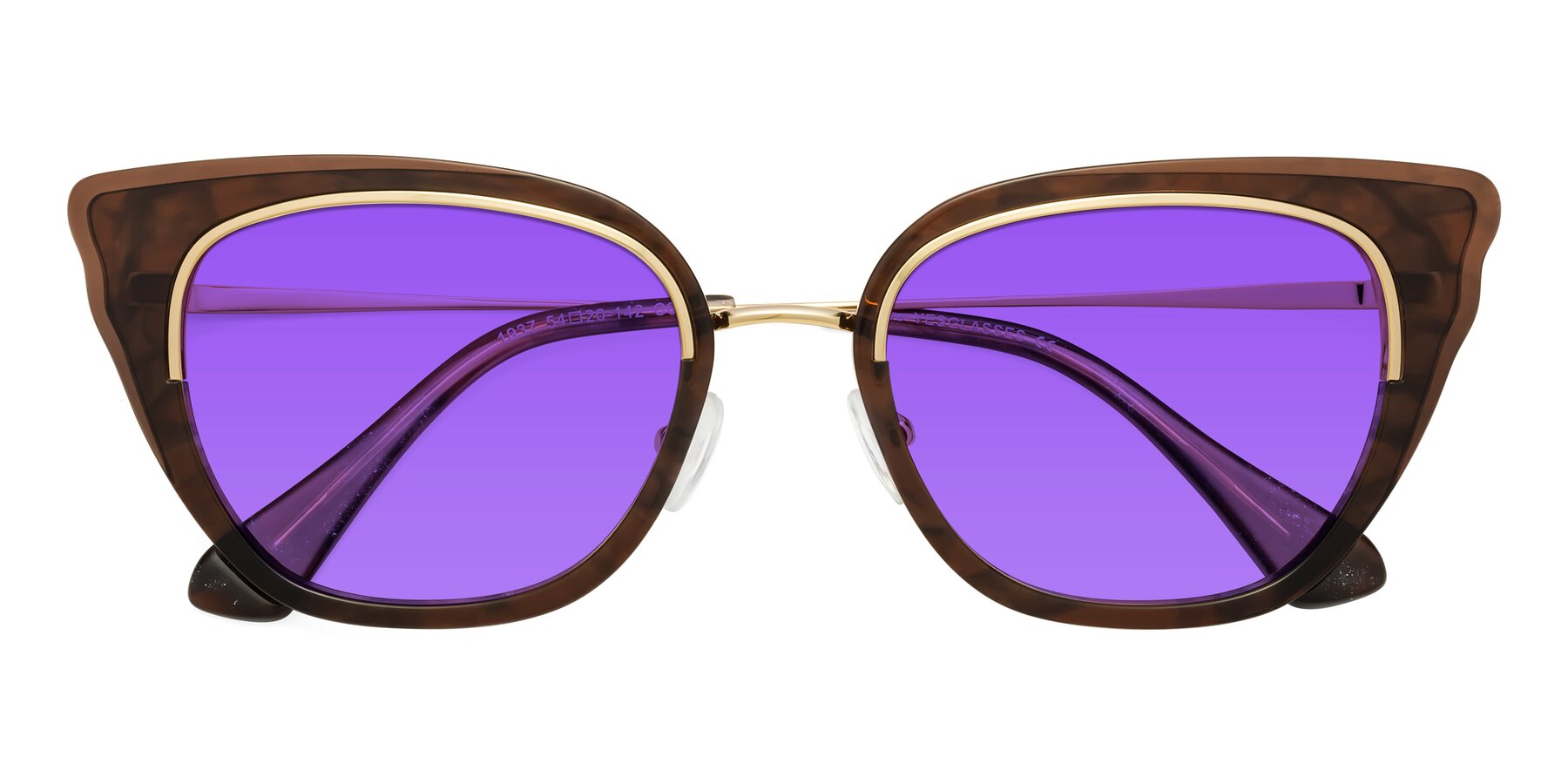 Folded Front of Spire in Coffee-Gold with Purple Tinted Lenses