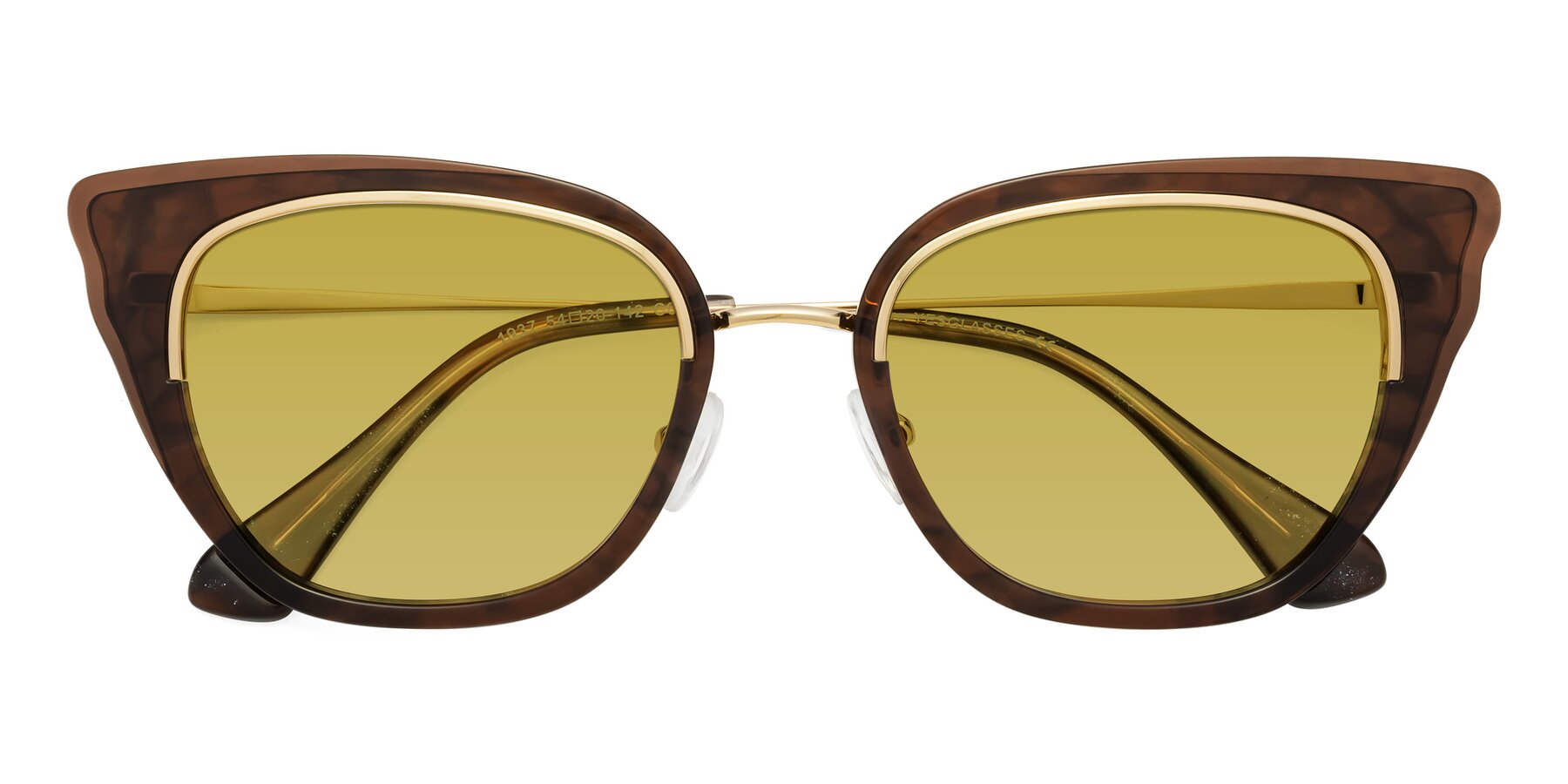 Folded Front of Spire in Coffee-Gold with Champagne Tinted Lenses