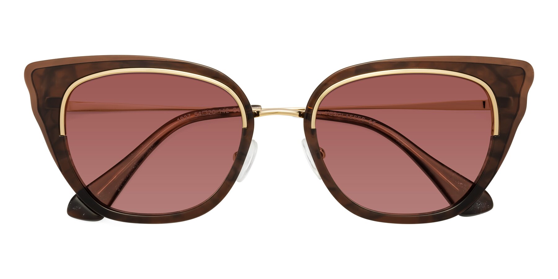 Folded Front of Spire in Coffee-Gold with Garnet Tinted Lenses