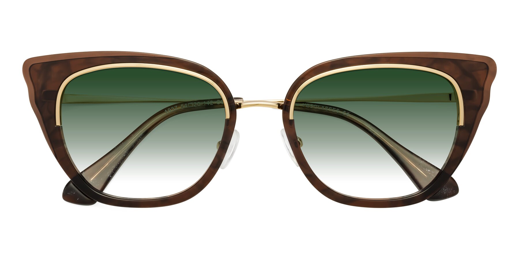 Folded Front of Spire in Coffee-Gold with Green Gradient Lenses