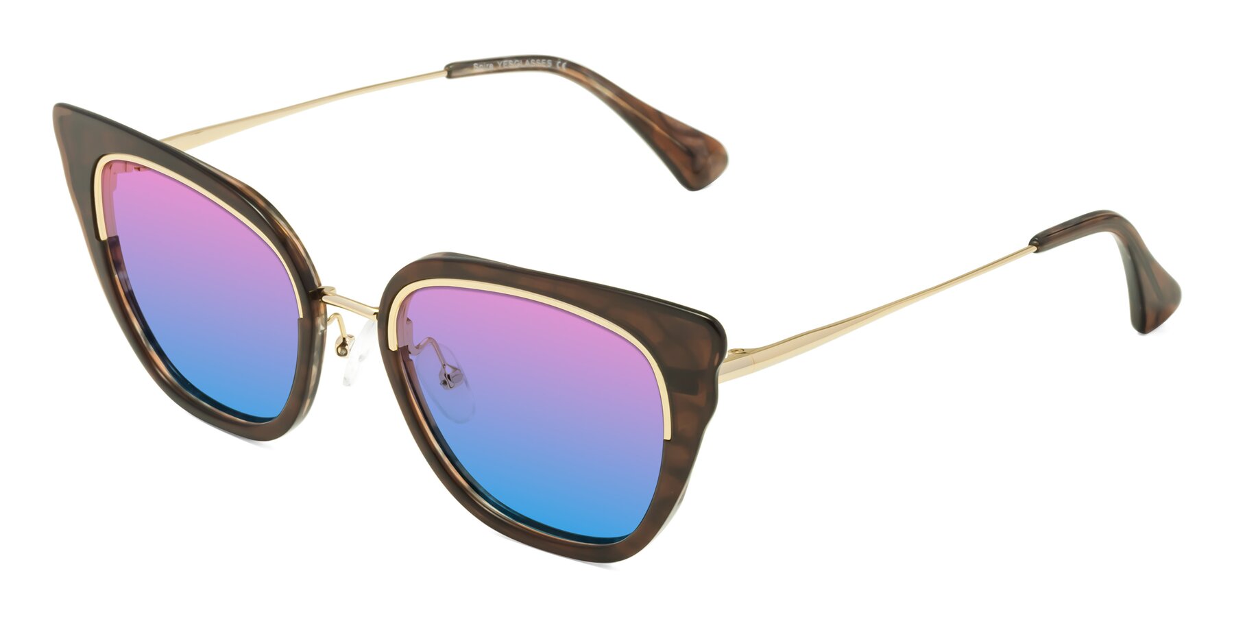 Angle of Spire in Coffee-Gold with Pink / Blue Gradient Lenses