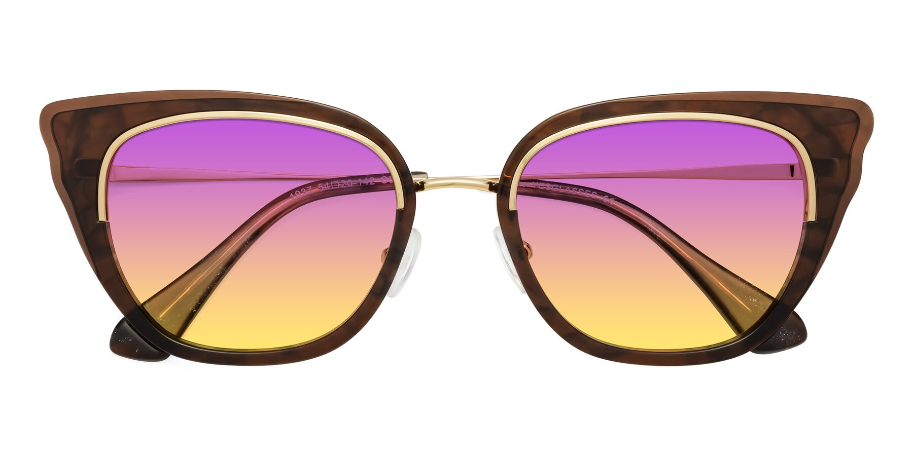Folded Front of Spire in Coffee-Gold with Purple / Yellow Gradient Lenses