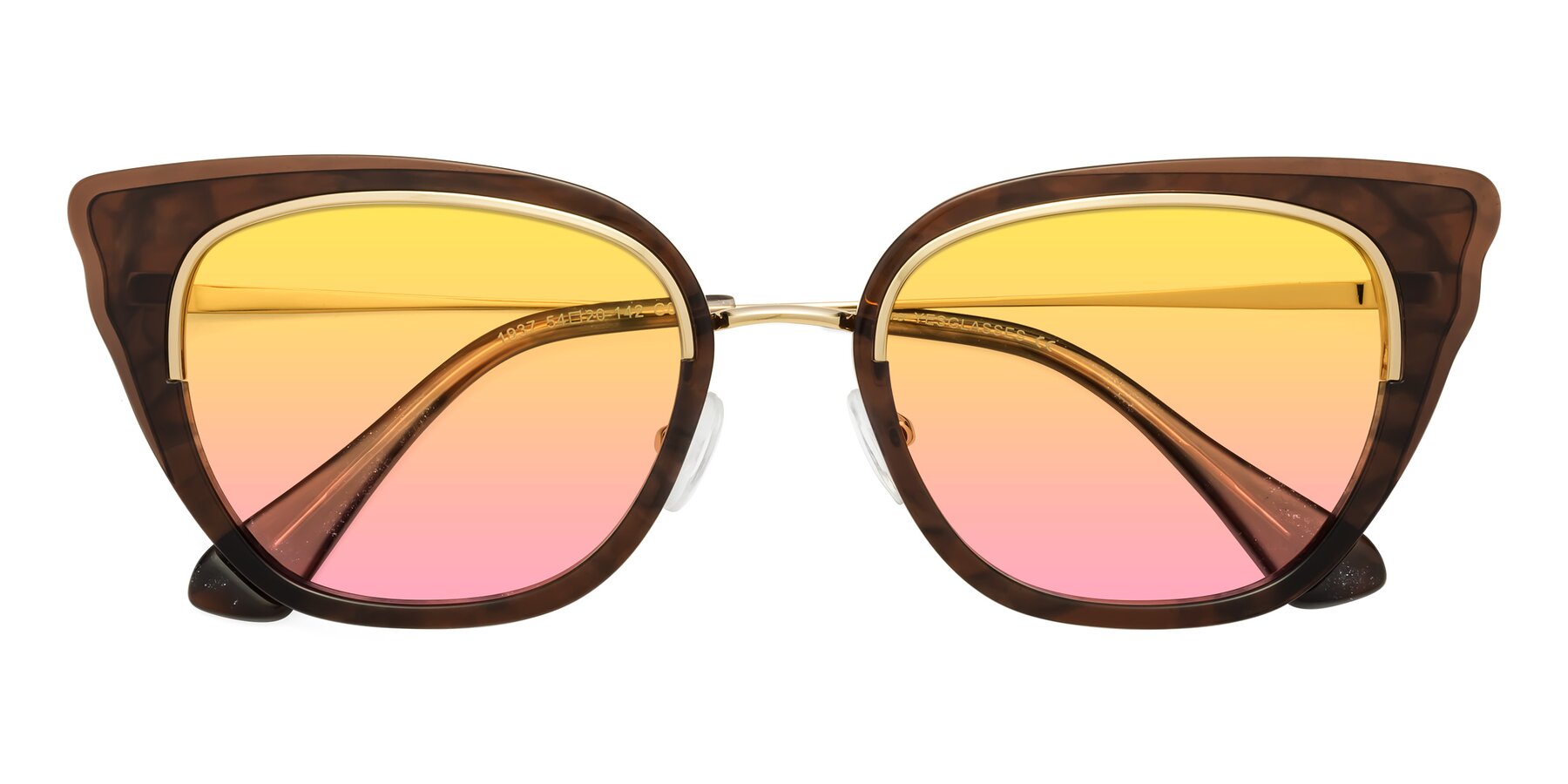 Folded Front of Spire in Coffee-Gold with Yellow / Pink Gradient Lenses
