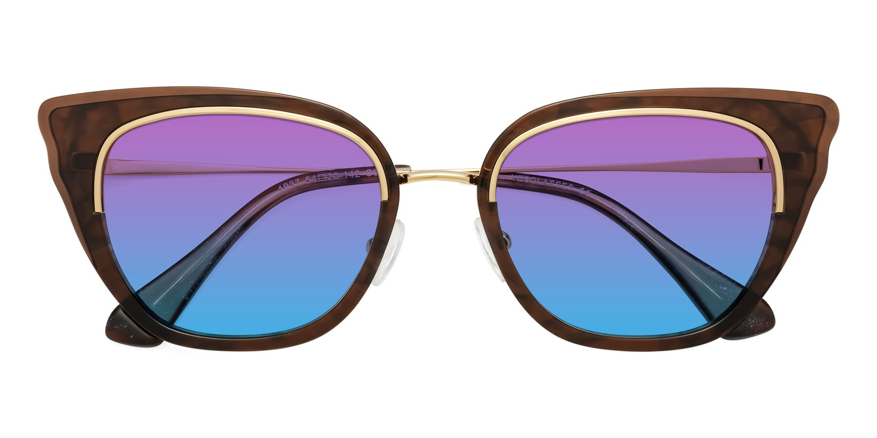 Folded Front of Spire in Coffee-Gold with Purple / Blue Gradient Lenses