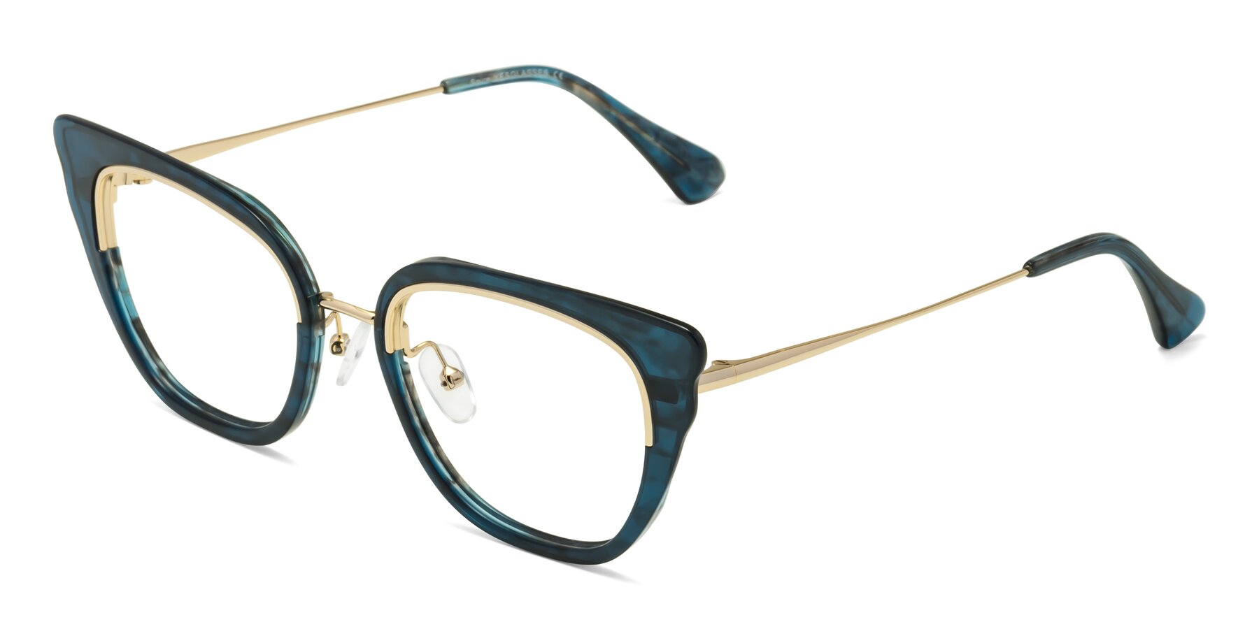 Angle of Spire in Teal-Gold with Clear Blue Light Blocking Lenses