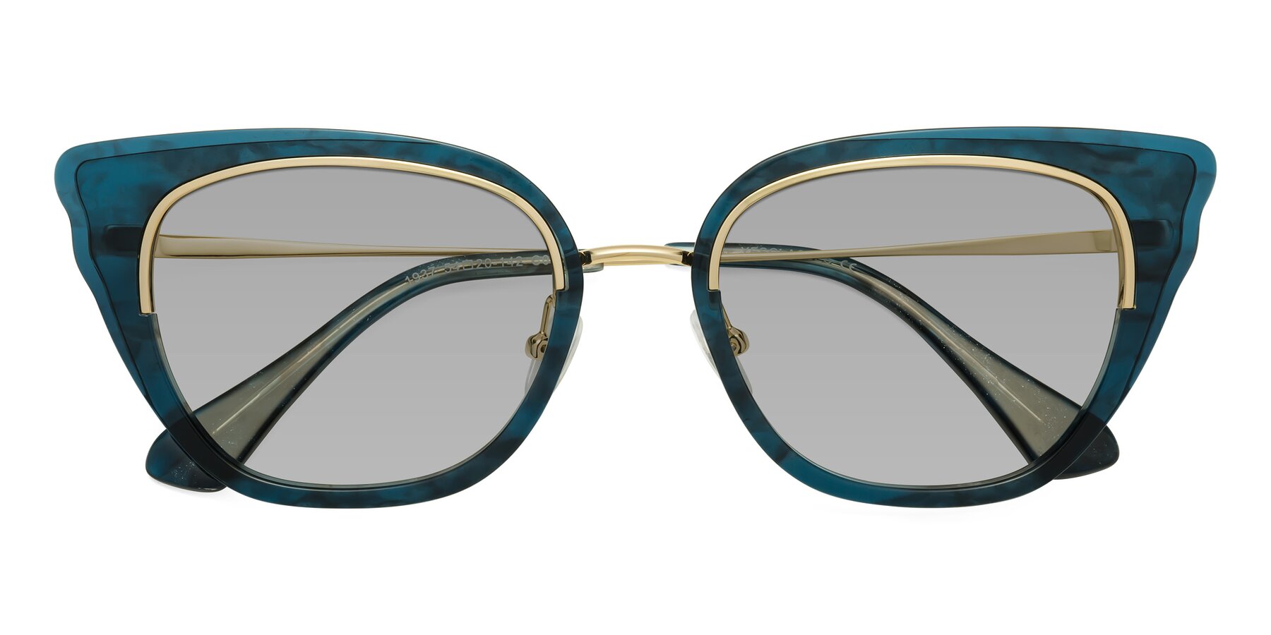 Folded Front of Spire in Teal-Gold with Light Gray Tinted Lenses