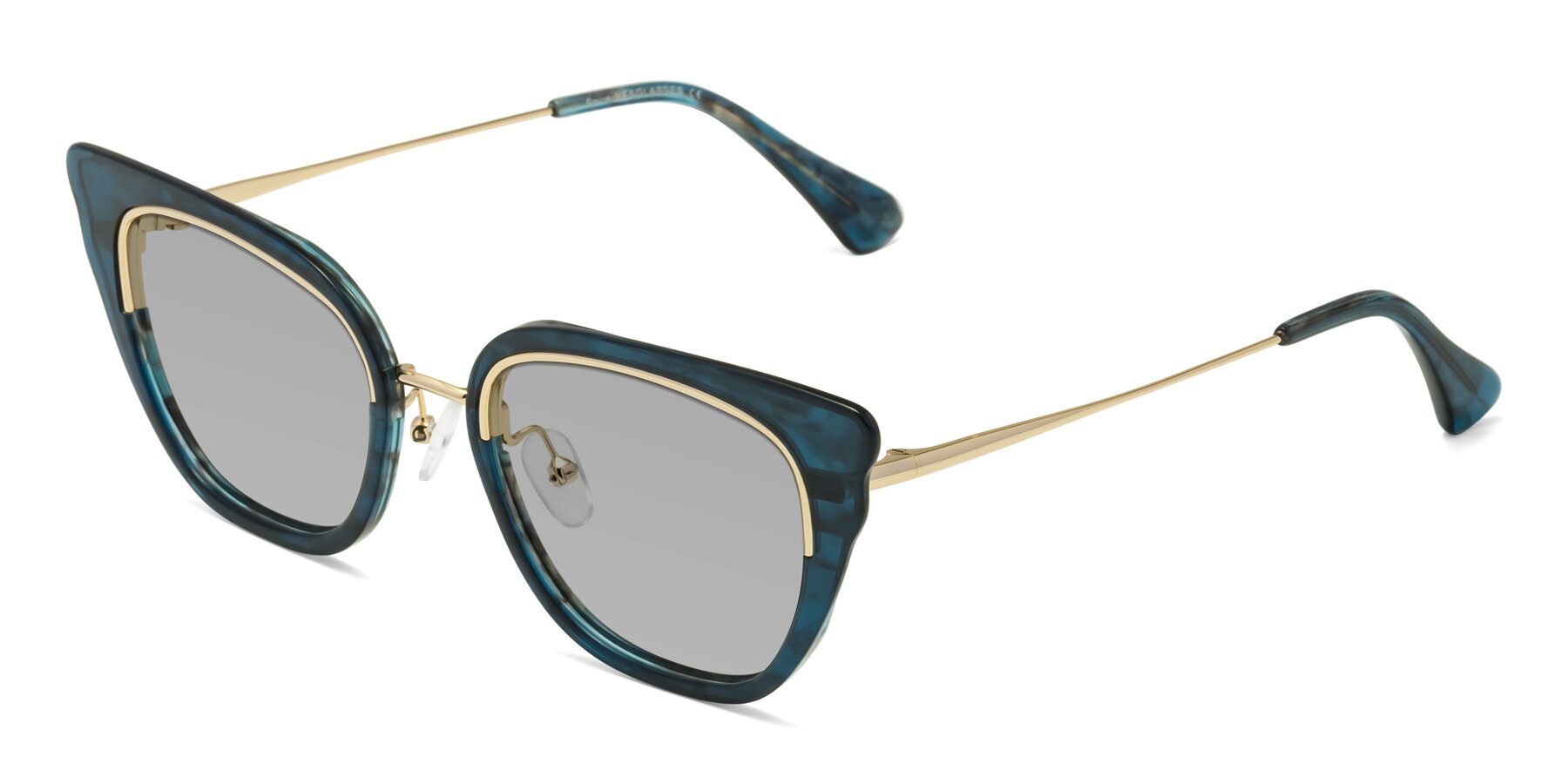 Angle of Spire in Teal-Gold with Light Gray Tinted Lenses