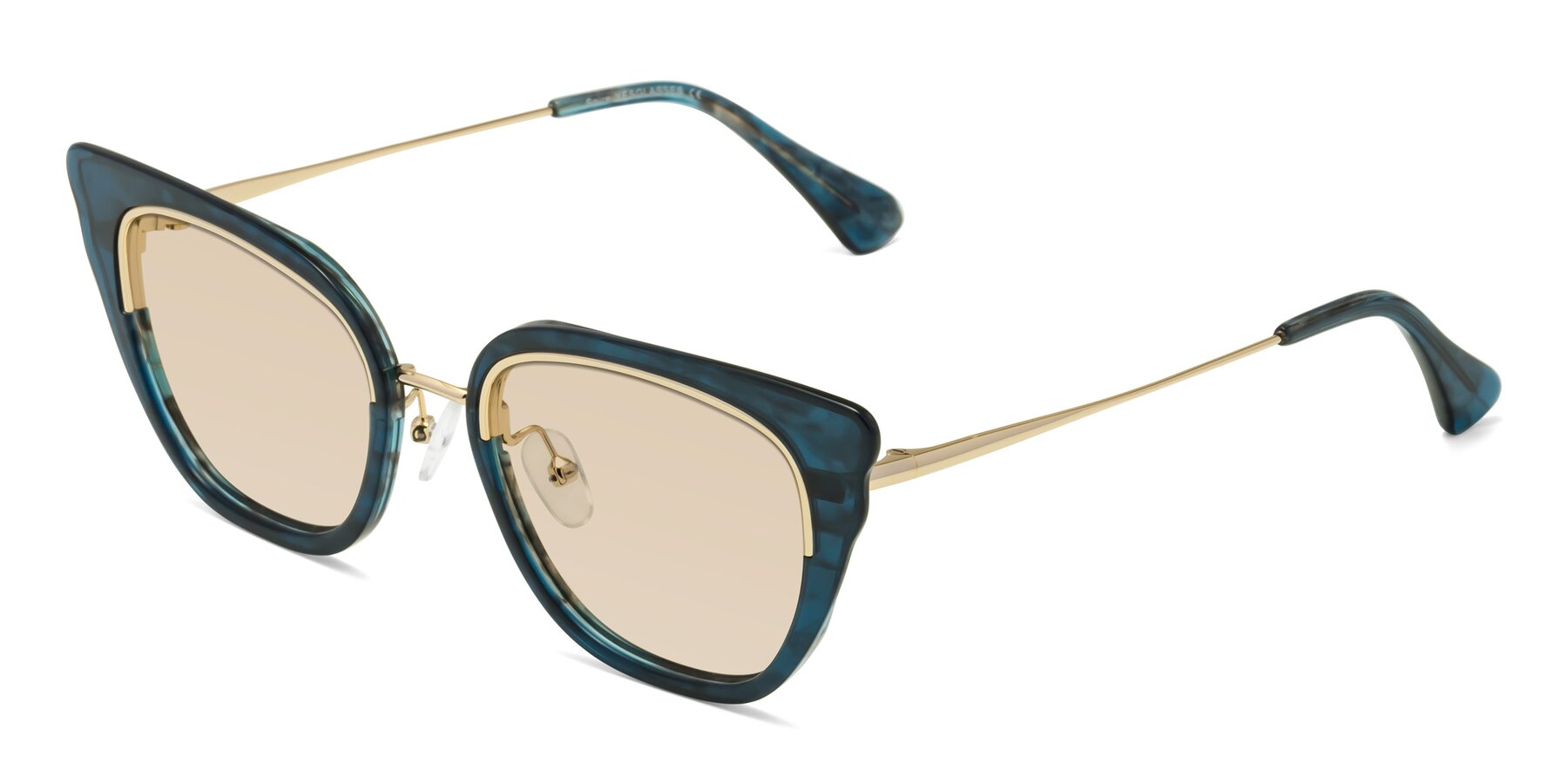 Angle of Spire in Teal-Gold with Light Brown Tinted Lenses