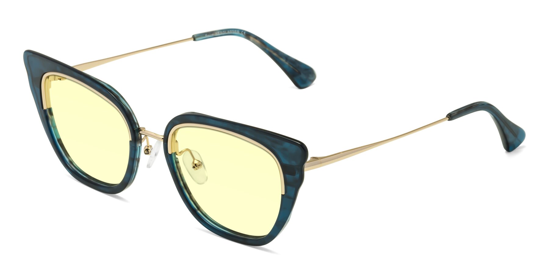 Angle of Spire in Teal-Gold with Light Yellow Tinted Lenses