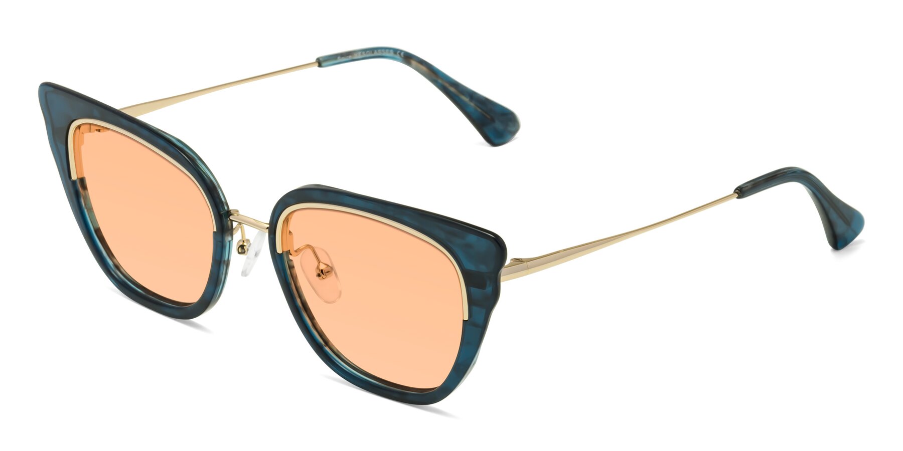 Angle of Spire in Teal-Gold with Light Orange Tinted Lenses