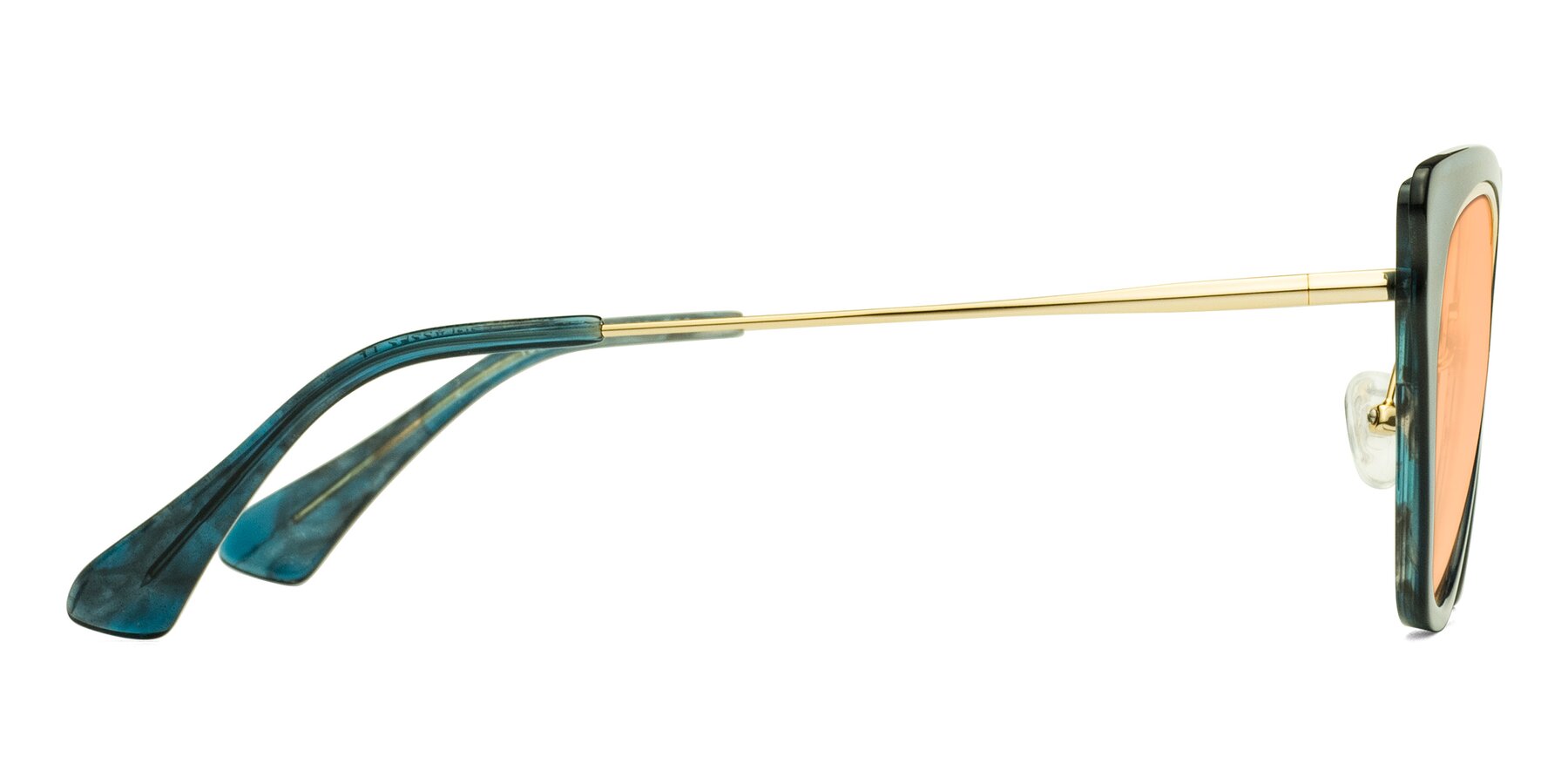 Side of Spire in Teal-Gold with Light Orange Tinted Lenses