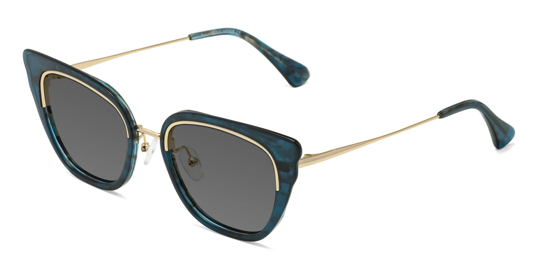 Angle of Spire in Teal-Gold with Medium Gray Tinted Lenses