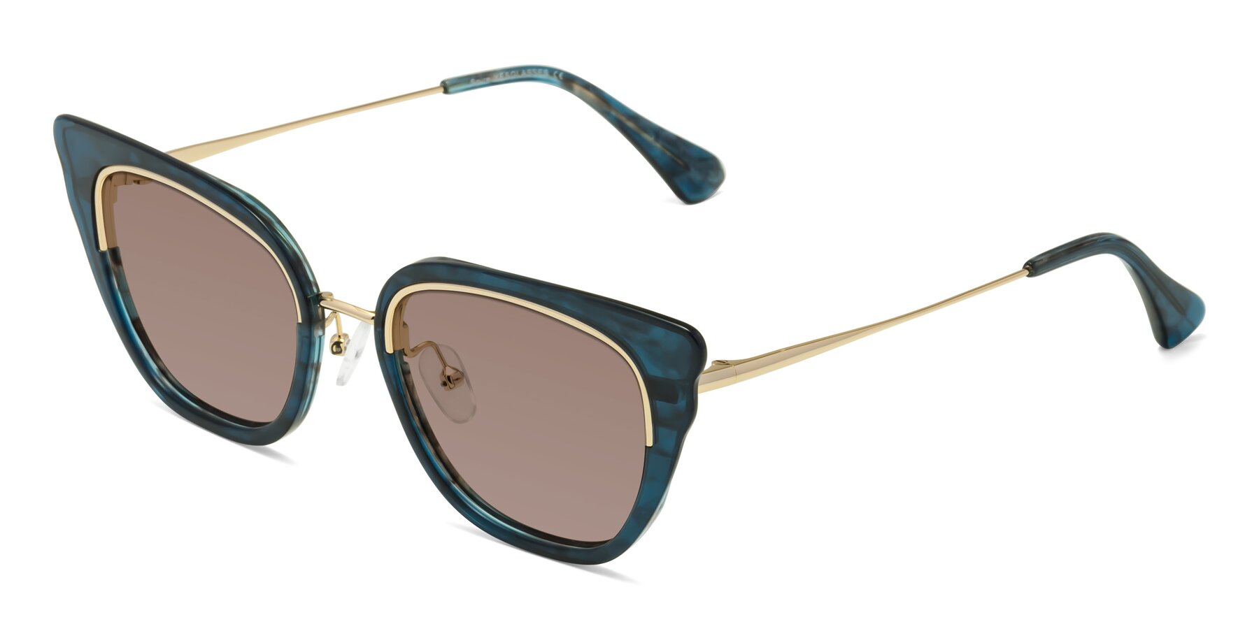 Angle of Spire in Teal-Gold with Medium Brown Tinted Lenses