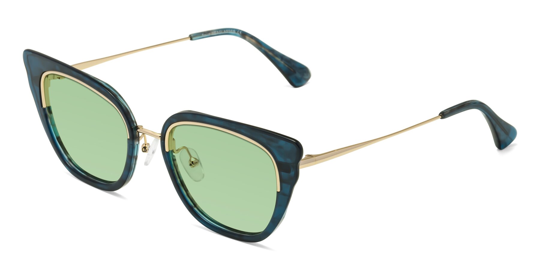 Angle of Spire in Teal-Gold with Medium Green Tinted Lenses