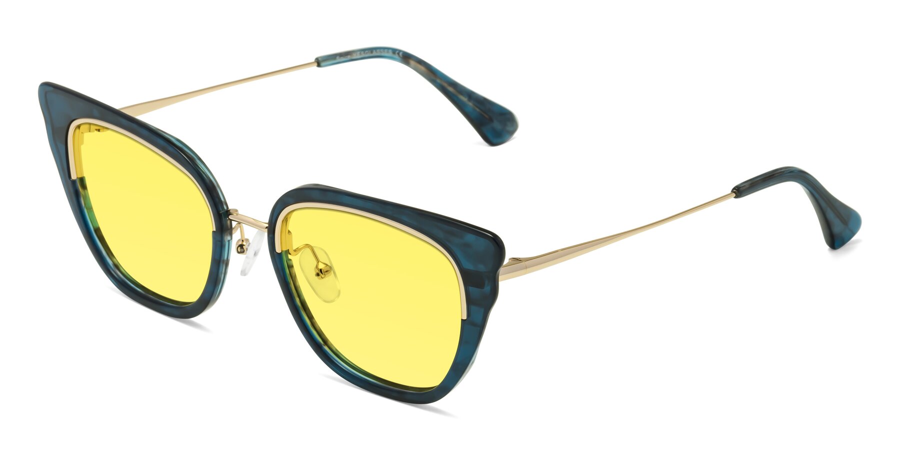 Angle of Spire in Teal-Gold with Medium Yellow Tinted Lenses